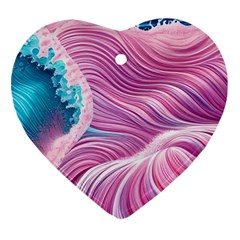 Pink Water Waves Ornament (heart) by GardenOfOphir