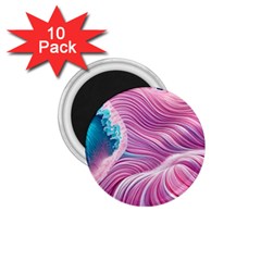 Pink Water Waves 1 75  Magnets (10 Pack)  by GardenOfOphir