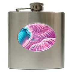 Pink Water Waves Hip Flask (6 Oz) by GardenOfOphir