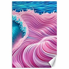 Pink Water Waves Canvas 24  X 36  by GardenOfOphir