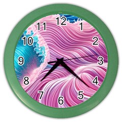 Pink Water Waves Color Wall Clock by GardenOfOphir