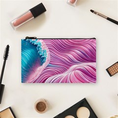 Pink Water Waves Cosmetic Bag (small) by GardenOfOphir