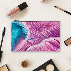 Pink Water Waves Cosmetic Bag (medium)