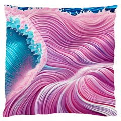 Pink Water Waves Large Cushion Case (two Sides) by GardenOfOphir