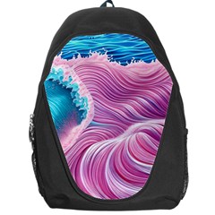 Pink Water Waves Backpack Bag by GardenOfOphir