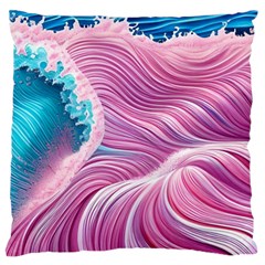 Pink Water Waves Standard Premium Plush Fleece Cushion Case (two Sides) by GardenOfOphir