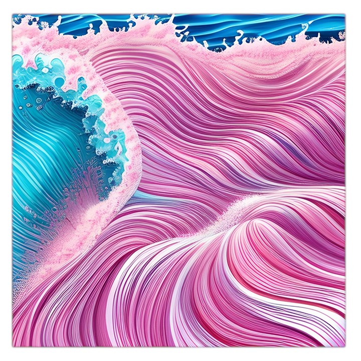 Pink Water Waves Square Satin Scarf (36  x 36 )