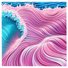 Pink Water Waves Wooden Puzzle Square by GardenOfOphir