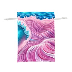 Pink Water Waves Lightweight Drawstring Pouch (s) by GardenOfOphir