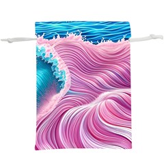 Pink Water Waves Lightweight Drawstring Pouch (xl) by GardenOfOphir