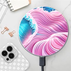 Pink Water Waves Wireless Fast Charger(white) by GardenOfOphir