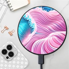 Pink Water Waves Wireless Fast Charger(black)