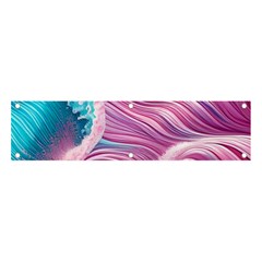 Pink Water Waves Banner And Sign 4  X 1  by GardenOfOphir