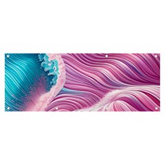 Pink Water Waves Banner And Sign 8  X 3  by GardenOfOphir