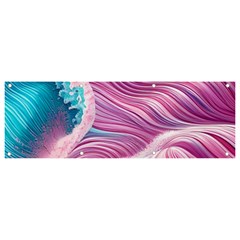 Pink Water Waves Banner And Sign 9  X 3  by GardenOfOphir