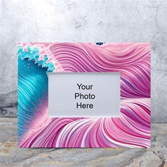 Pink Water Waves White Tabletop Photo Frame 4 x6  by GardenOfOphir