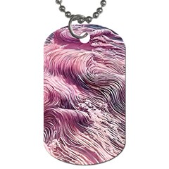 Abstract Pink Ocean Waves Dog Tag (two Sides) by GardenOfOphir