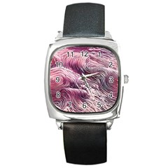 Abstract Pink Ocean Waves Square Metal Watch by GardenOfOphir