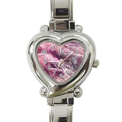 Abstract Pink Ocean Waves Heart Italian Charm Watch by GardenOfOphir