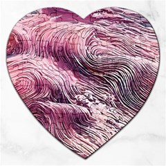 Abstract Pink Ocean Waves Jigsaw Puzzle (heart) by GardenOfOphir