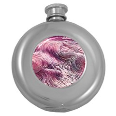 Abstract Pink Ocean Waves Round Hip Flask (5 Oz) by GardenOfOphir