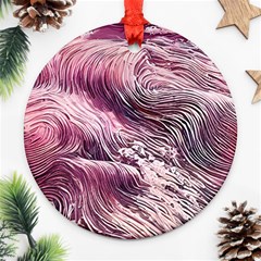 Abstract Pink Ocean Waves Round Ornament (two Sides) by GardenOfOphir