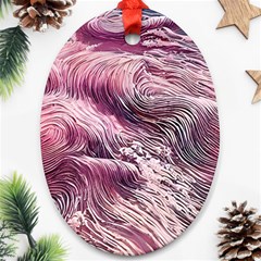 Abstract Pink Ocean Waves Oval Ornament (two Sides)