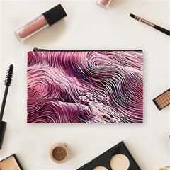 Abstract Pink Ocean Waves Cosmetic Bag (medium) by GardenOfOphir