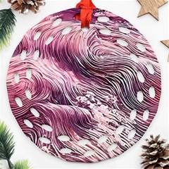 Abstract Pink Ocean Waves Round Filigree Ornament (two Sides) by GardenOfOphir