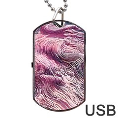 Abstract Pink Ocean Waves Dog Tag Usb Flash (one Side) by GardenOfOphir