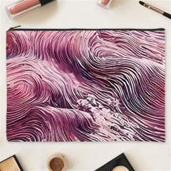 Abstract Pink Ocean Waves Cosmetic Bag (xxxl) by GardenOfOphir