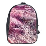 Abstract Pink Ocean Waves School Bag (XL) Front