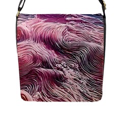 Abstract Pink Ocean Waves Flap Closure Messenger Bag (l) by GardenOfOphir