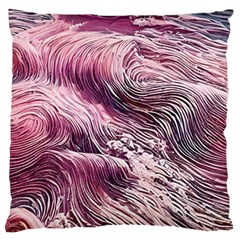 Abstract Pink Ocean Waves Standard Premium Plush Fleece Cushion Case (one Side) by GardenOfOphir