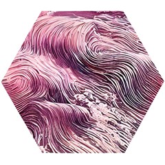 Abstract Pink Ocean Waves Wooden Puzzle Hexagon by GardenOfOphir