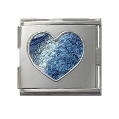 Waves Of The Ocean Mega Link Heart Italian Charm (18mm)