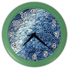 Waves Of The Ocean Color Wall Clock by GardenOfOphir