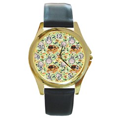 My Neighbor Totoro Pattern Round Gold Metal Watch