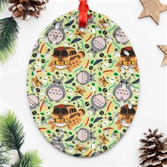 My Neighbor Totoro Pattern Oval Filigree Ornament (two Sides) by Jancukart