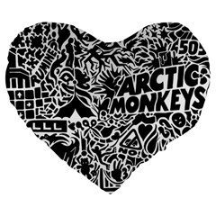 Arctic Monkeys Large 19  Premium Heart Shape Cushions by Jancukart