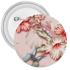 Glory Floral Exotic Butterfly Exquisite Fancy Pink Flowers 3  Buttons by Jancukart