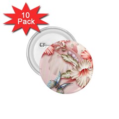 Glory Floral Exotic Butterfly Exquisite Fancy Pink Flowers 1 75  Buttons (10 Pack)