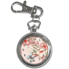 Glory Floral Exotic Butterfly Exquisite Fancy Pink Flowers Key Chain Watches by Jancukart