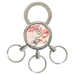 Glory Floral Exotic Butterfly Exquisite Fancy Pink Flowers 3-ring Key Chain