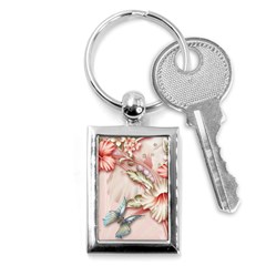 Glory Floral Exotic Butterfly Exquisite Fancy Pink Flowers Key Chain (rectangle)