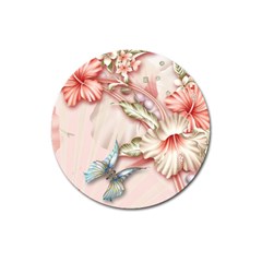 Glory Floral Exotic Butterfly Exquisite Fancy Pink Flowers Magnet 3  (round)