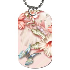 Glory Floral Exotic Butterfly Exquisite Fancy Pink Flowers Dog Tag (one Side)