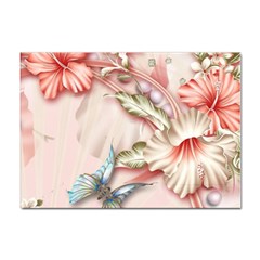 Glory Floral Exotic Butterfly Exquisite Fancy Pink Flowers Sticker A4 (10 Pack) by Jancukart