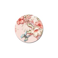 Glory Floral Exotic Butterfly Exquisite Fancy Pink Flowers Golf Ball Marker (4 Pack)