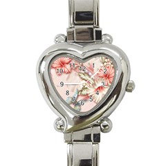 Glory Floral Exotic Butterfly Exquisite Fancy Pink Flowers Heart Italian Charm Watch by Jancukart